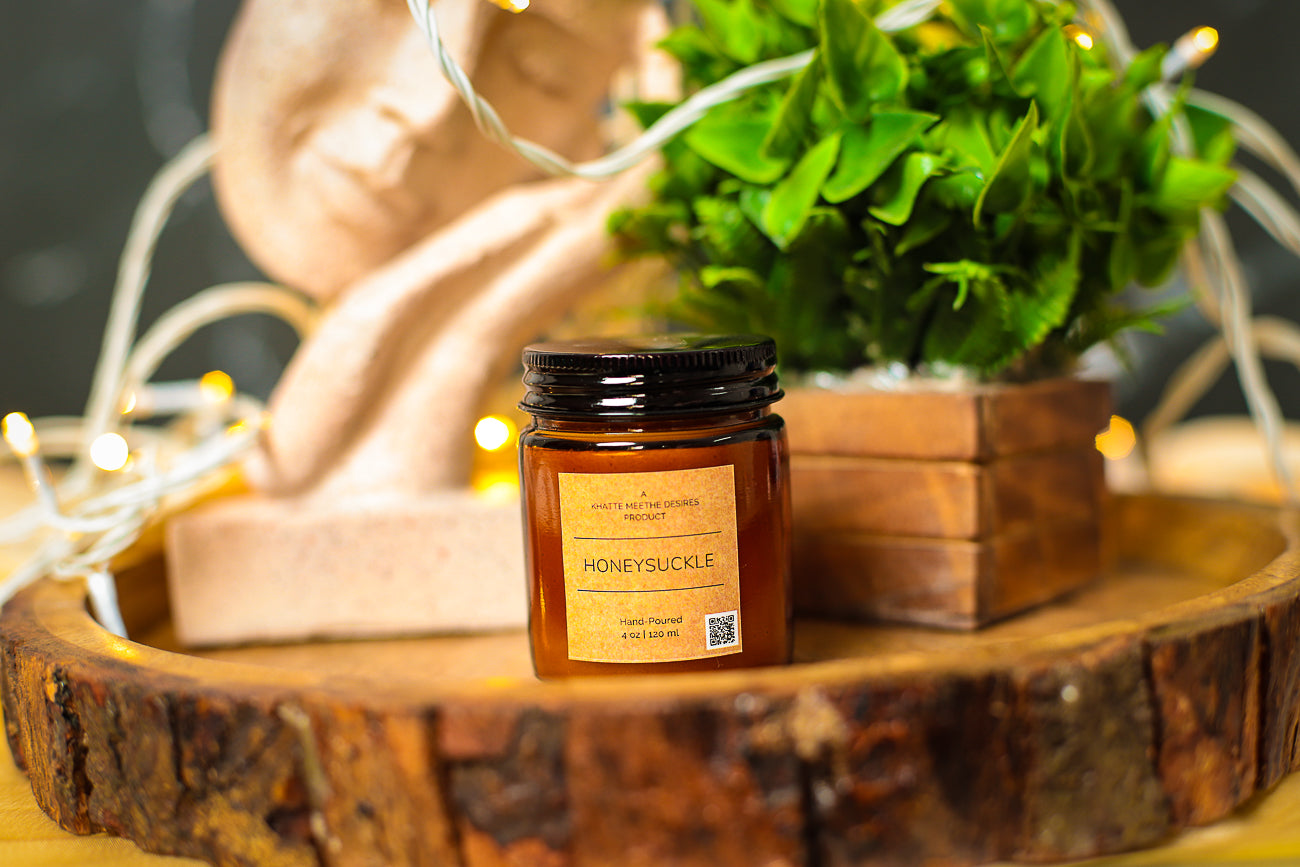 A handcrafted amber candle