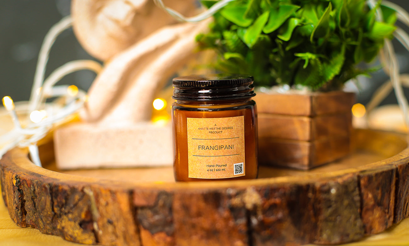 A rustic amber candle in a vintage glass holder, ideal for a warm and nostalgic vibe