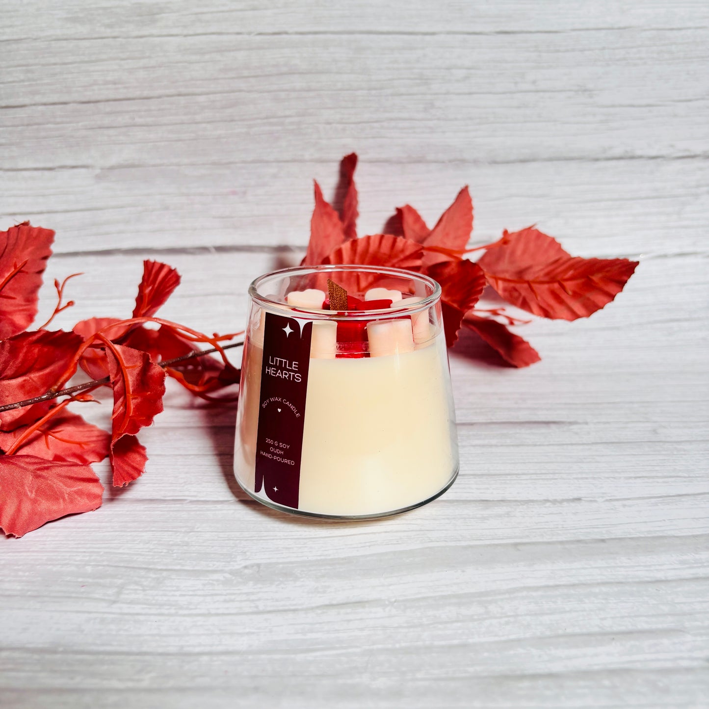 A heartwarming Little Hearts Candle, perfect for Valentine’s Day or any romantic gesture