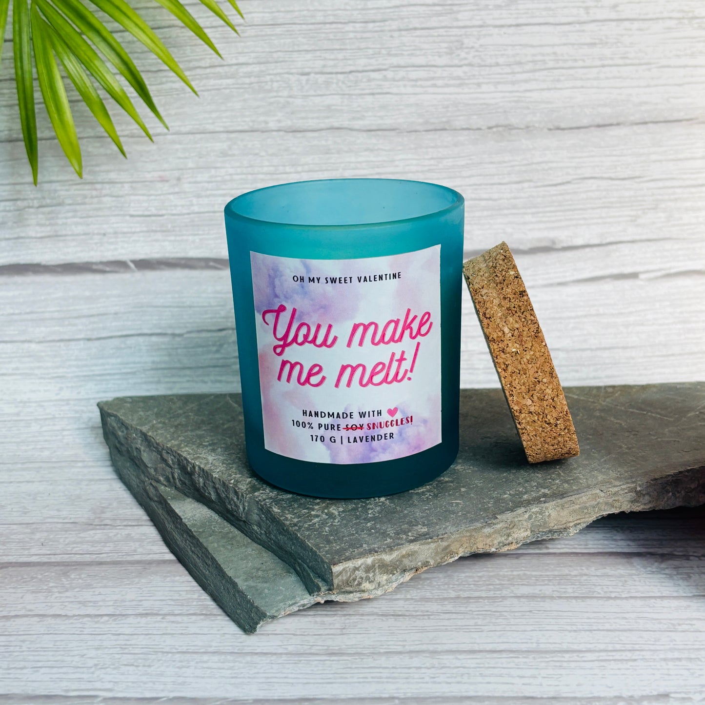 A love-themed candle for a cozy, romantic atmosphere