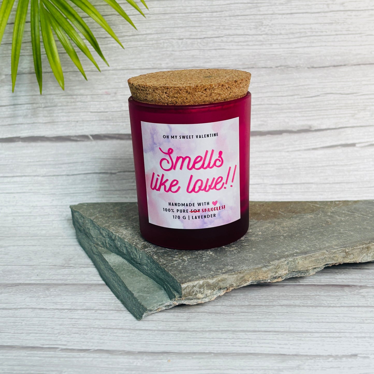 A sweet, love-filled candle perfect for Valentine’s Day or romantic surprises