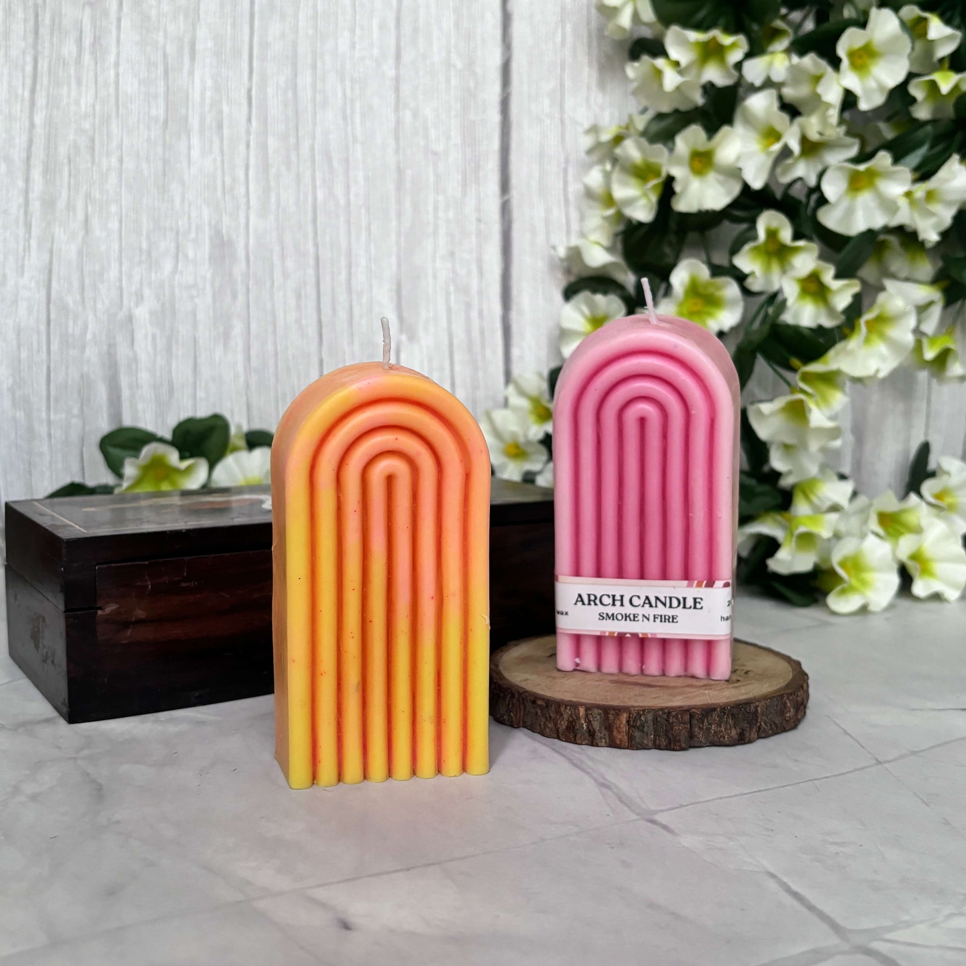 Handcrafted arch candle with a sleek, modern design—perfect for minimalistic and aesthetic home decor