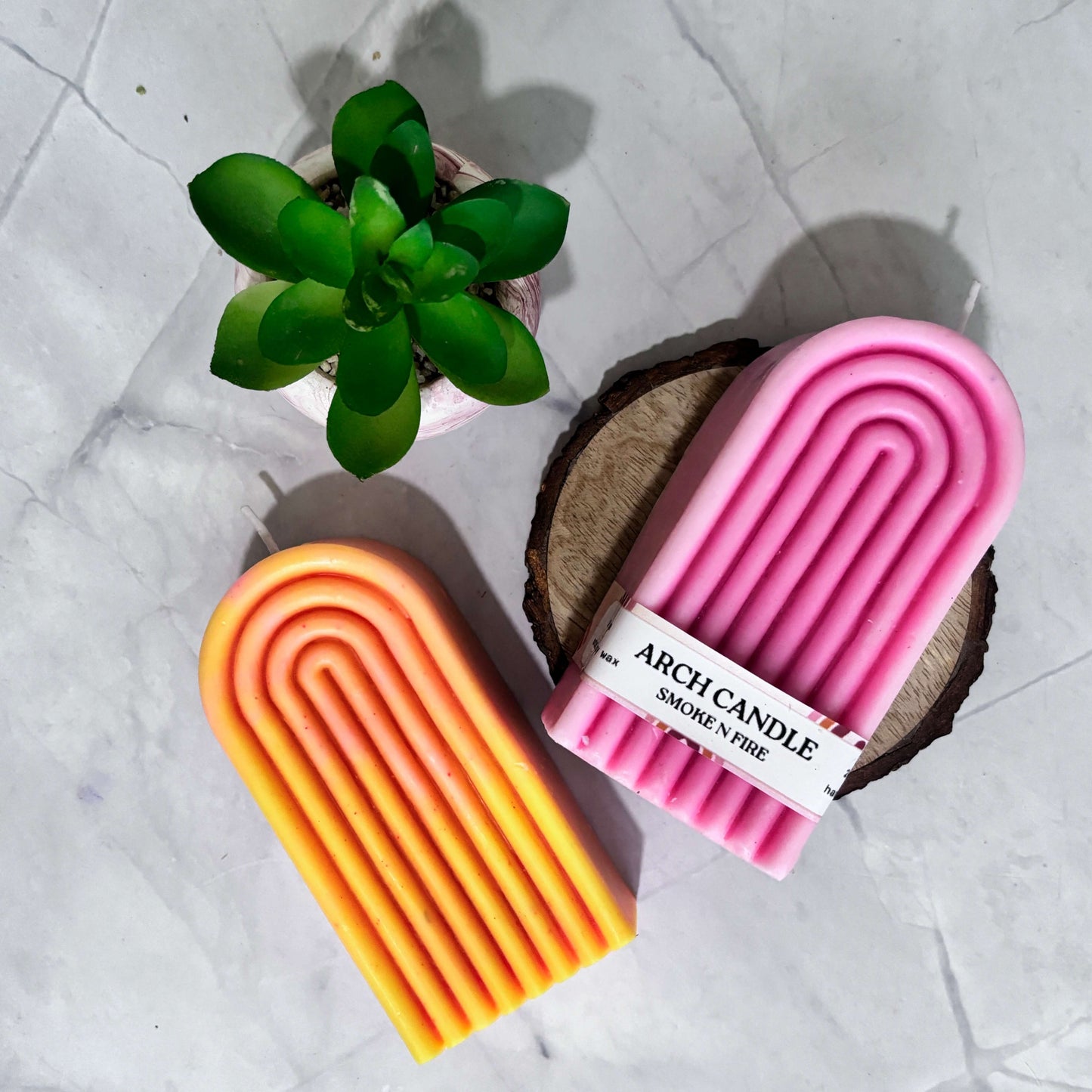 Sculptural arch candle crafted for modern decor lovers