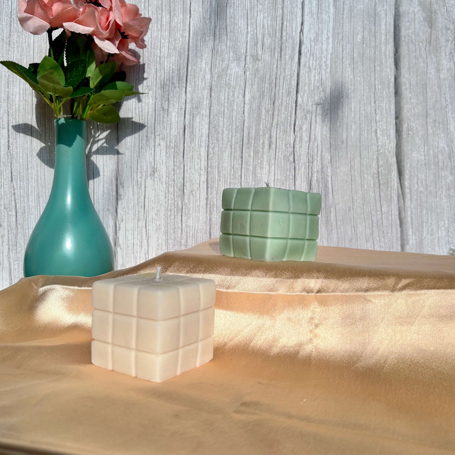 Aesthetic Rubik’s bubble mold candle for coffee tables, vanities, and modern decor