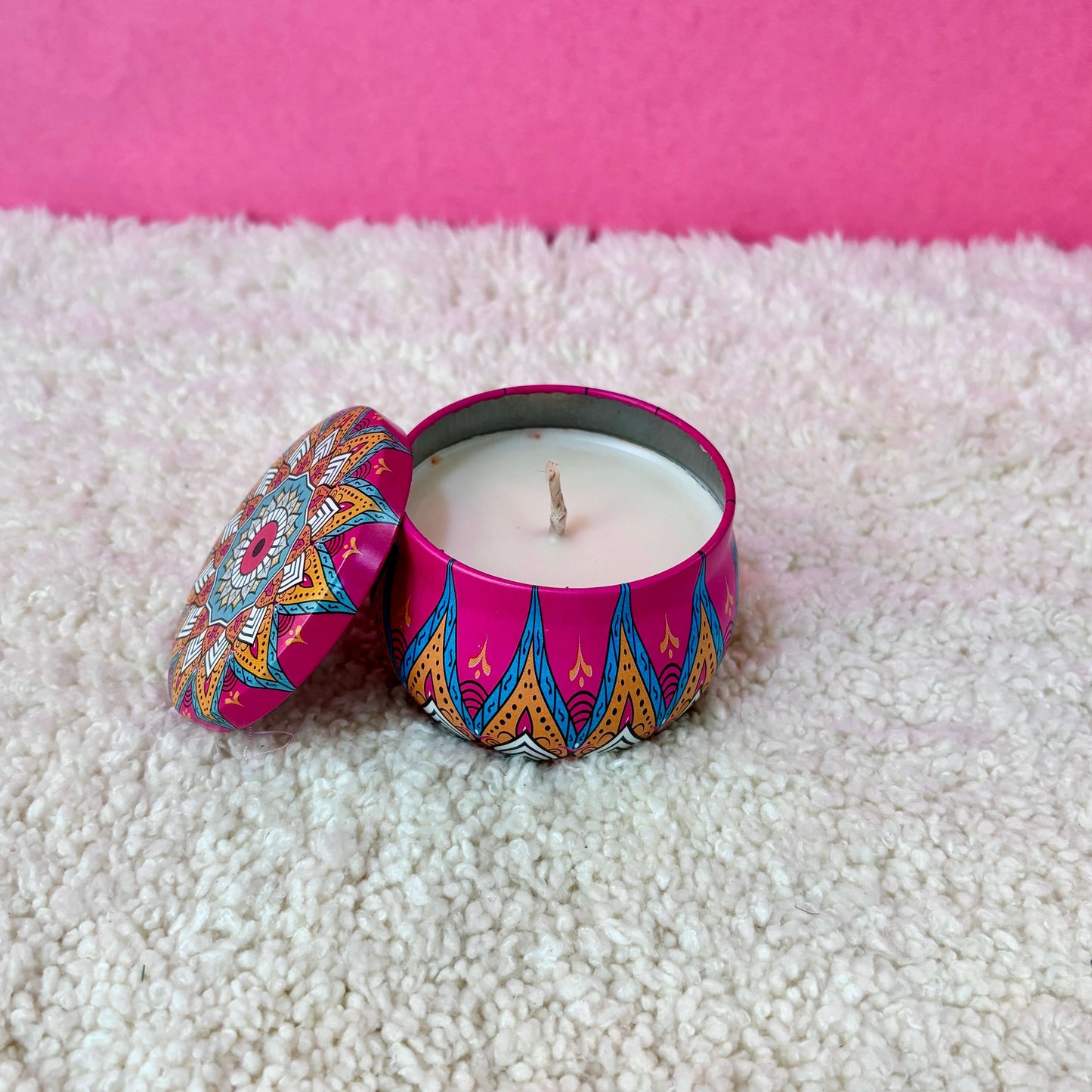 Scented Mandala Illume Candle, filling the space with an earthy aroma
