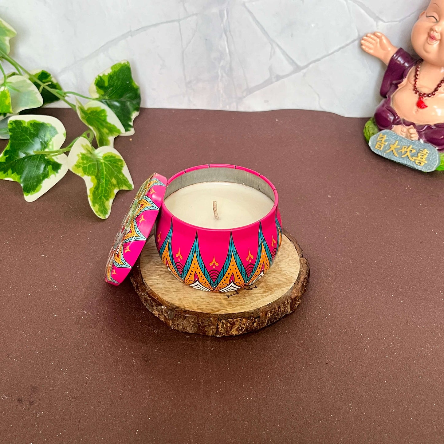 Decorative Mandala Illume Candle, creating a warm, meditative atmosphere for festive season