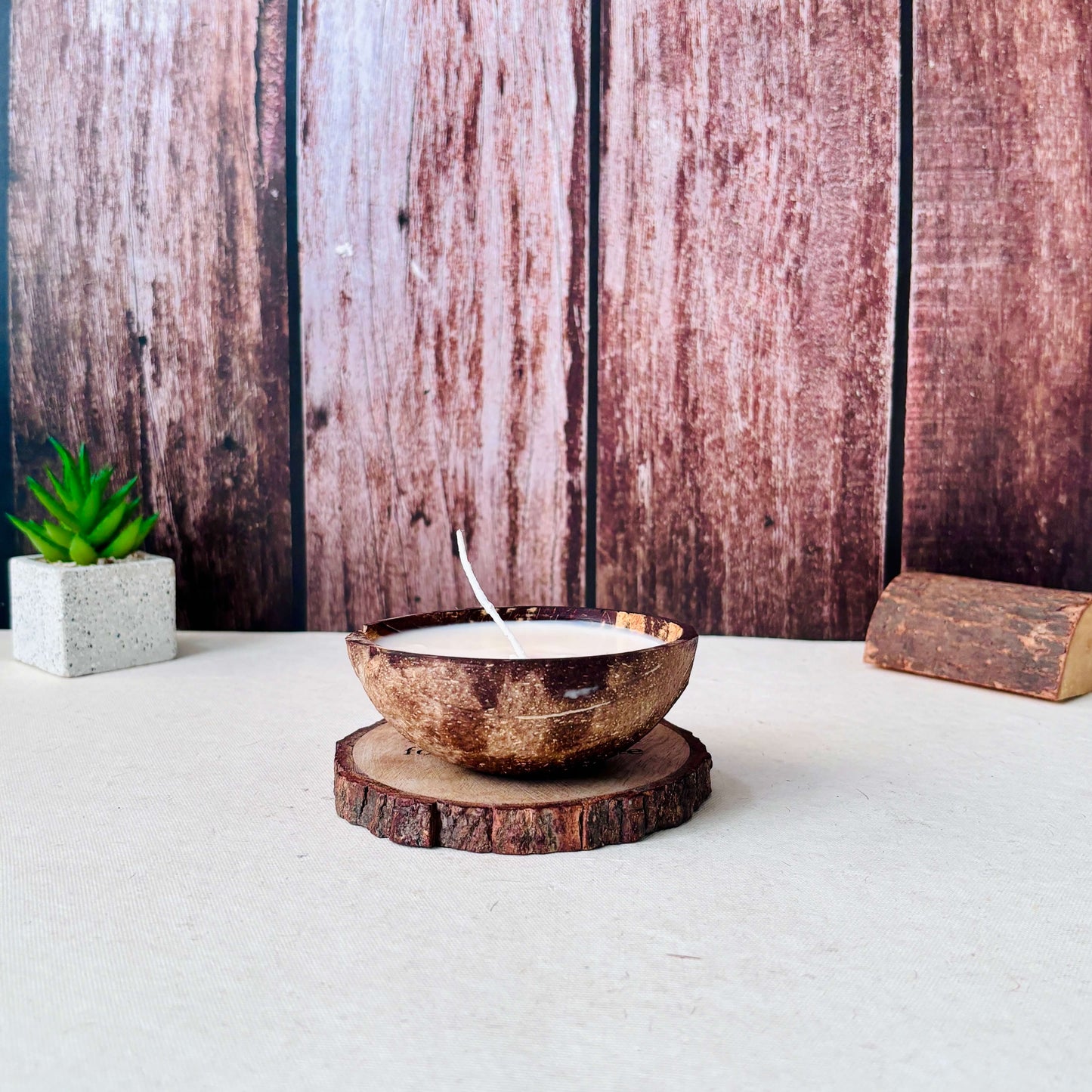 Coco Lume coconut shell candle with natural wax