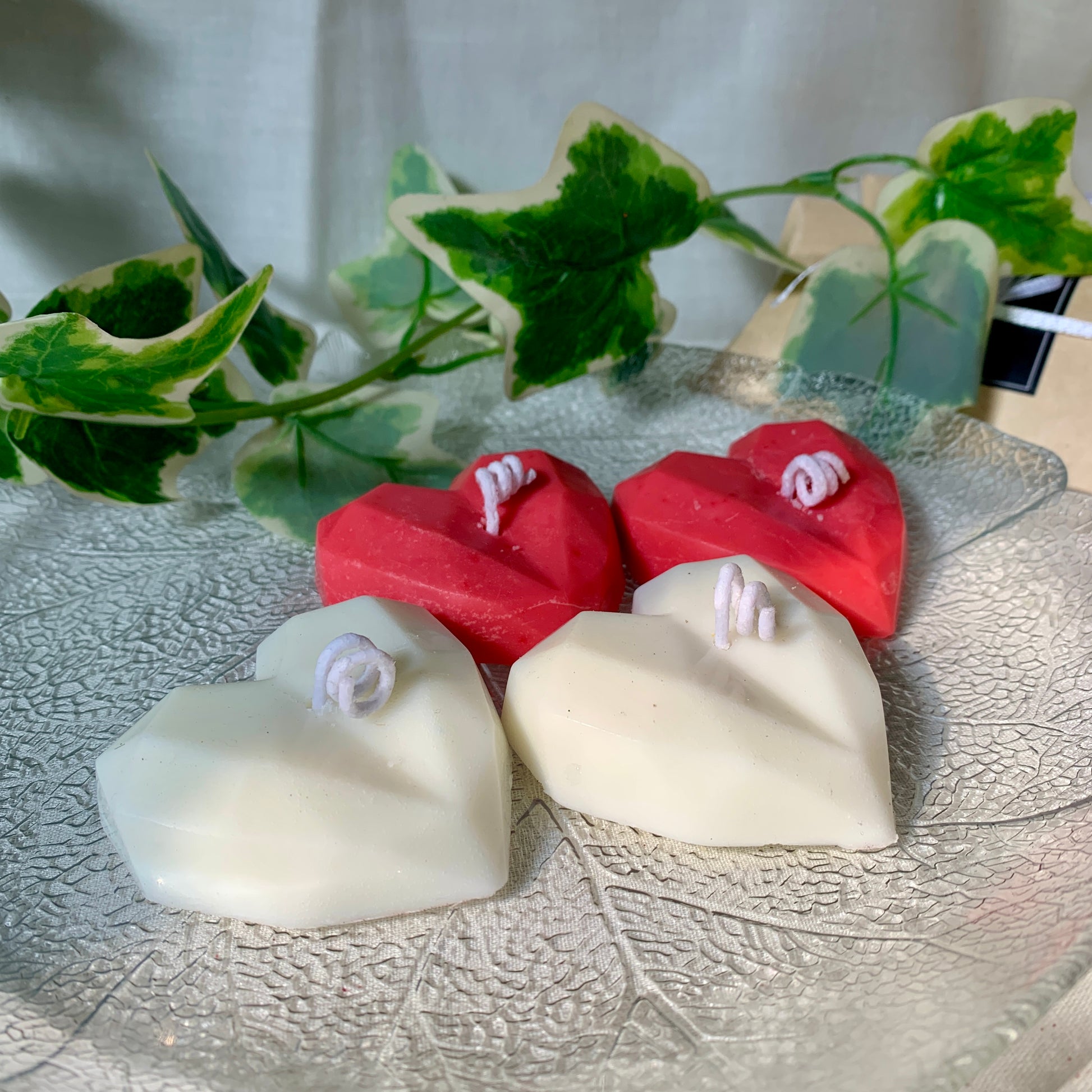 Handcrafted heart-shaped candles in a luxurious 4Ever Love Hearts Candle Box