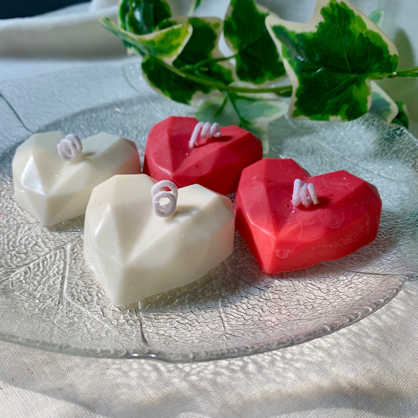 Scented heart candles in the exclusive 4Ever Love Hearts Candle Box