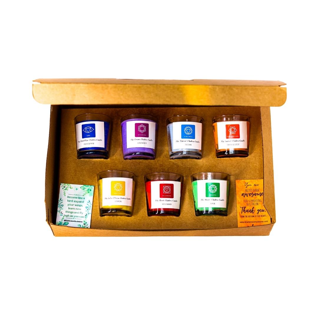 A premium chakra candle set of 7 variables with with a touch of elegance perfect for gifting.
