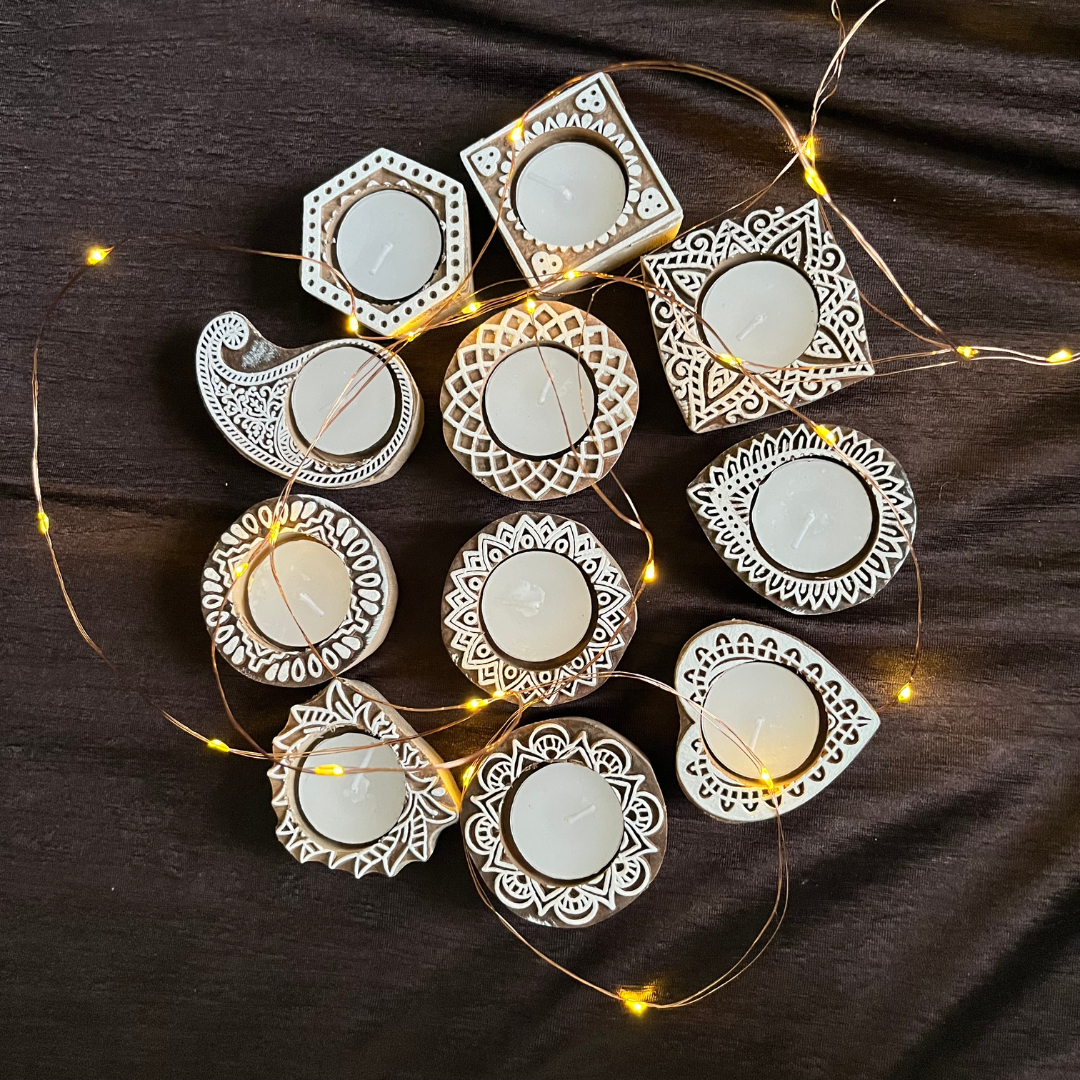 Decorative wooden tea light holder for any space