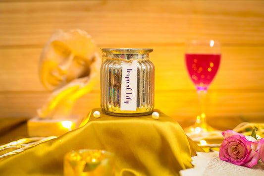 Hand-poured vintage candle in a distressed glass jar, exuding timeless charm